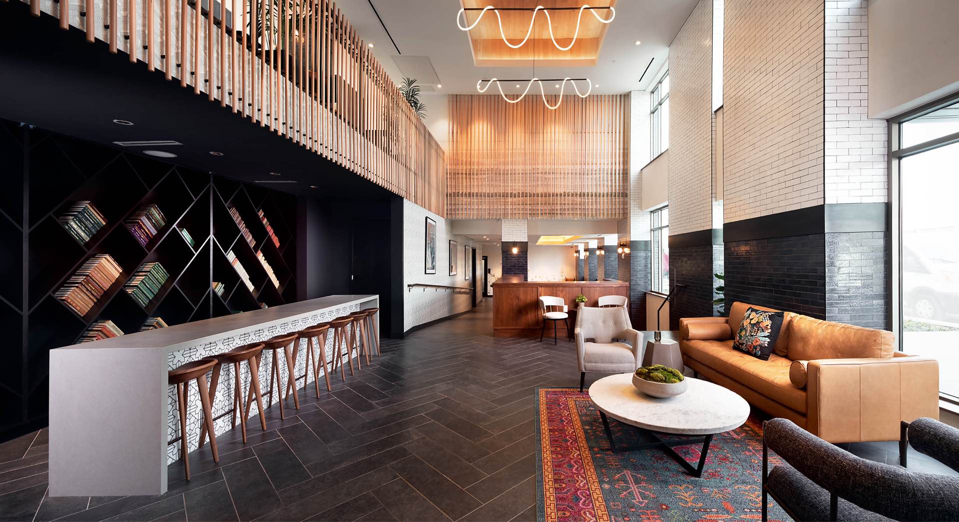 Faraday Park East community lounge with modern design