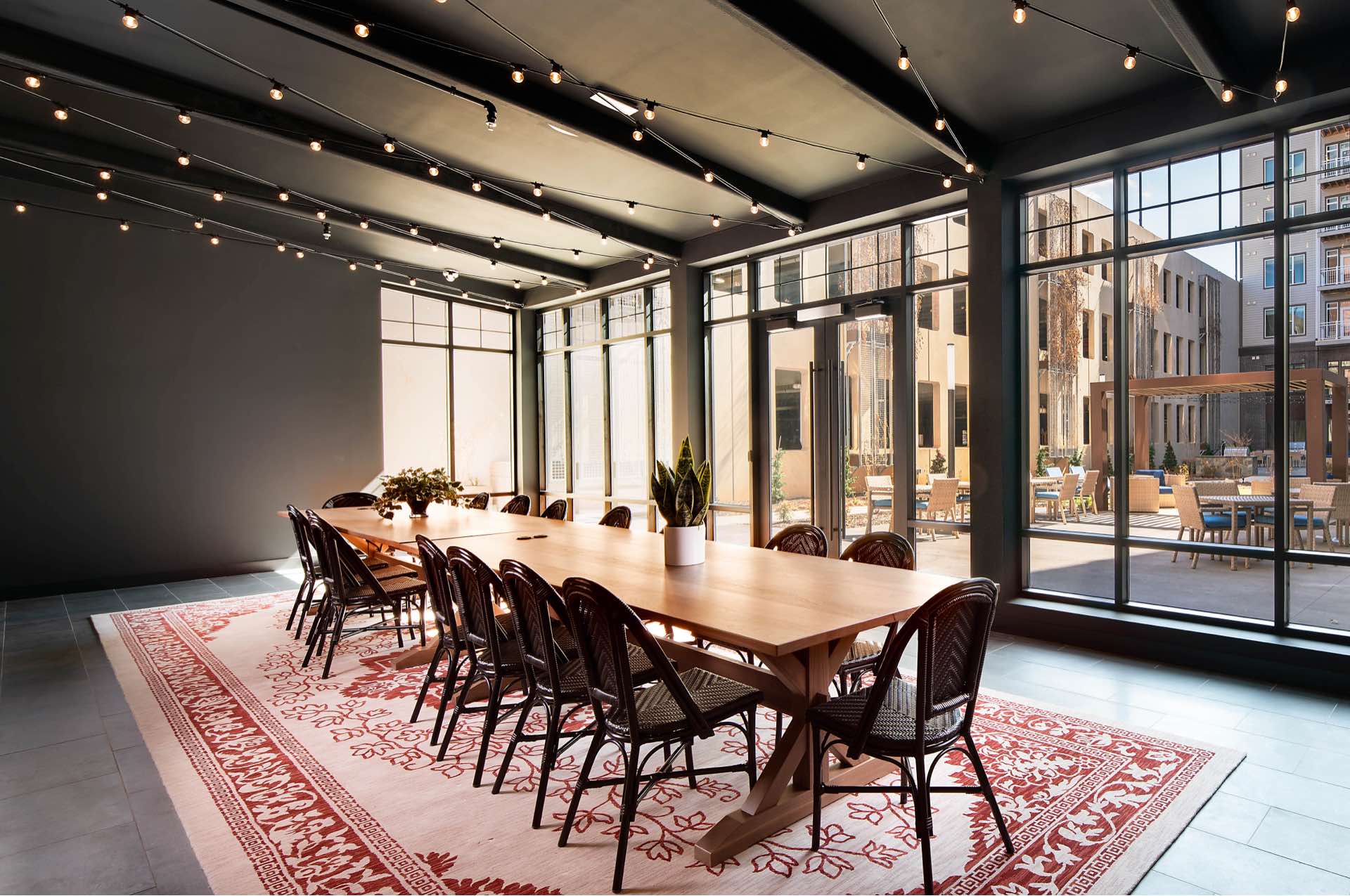 Faraday Park East conference room with floor to ceiling windows